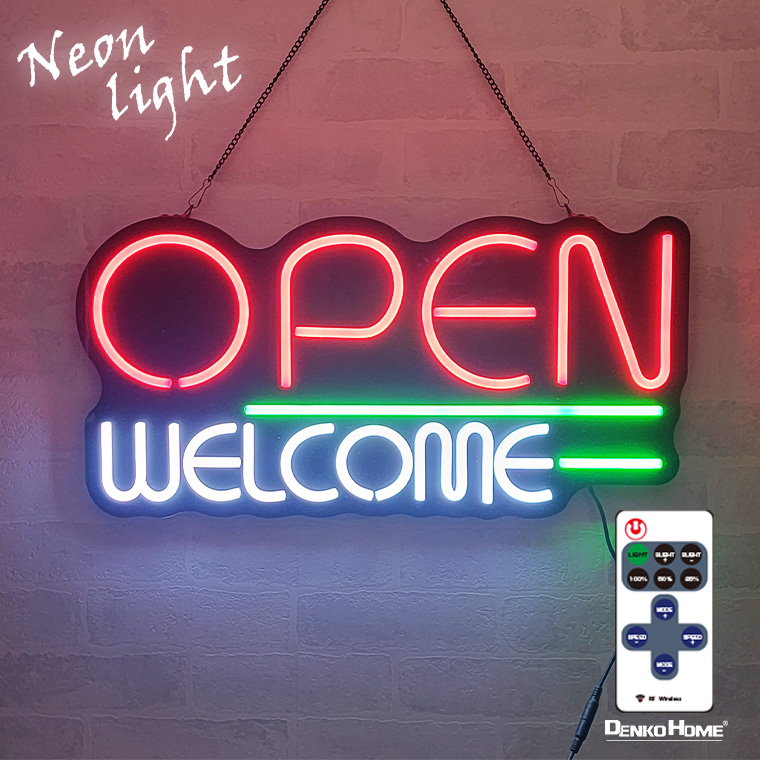 10周年記念イベントが OPEN看板 ネオン管 アメリカン アンティーク NEON オープン SIGN LED 看板 お洒落 ヴィンテージ 欧米  壁掛け カフェ 喫茶店 レストラン 広告用看板 お店 居酒屋 自宅の装飾 インテリアショップ H150mm x W400mm ホワイト 