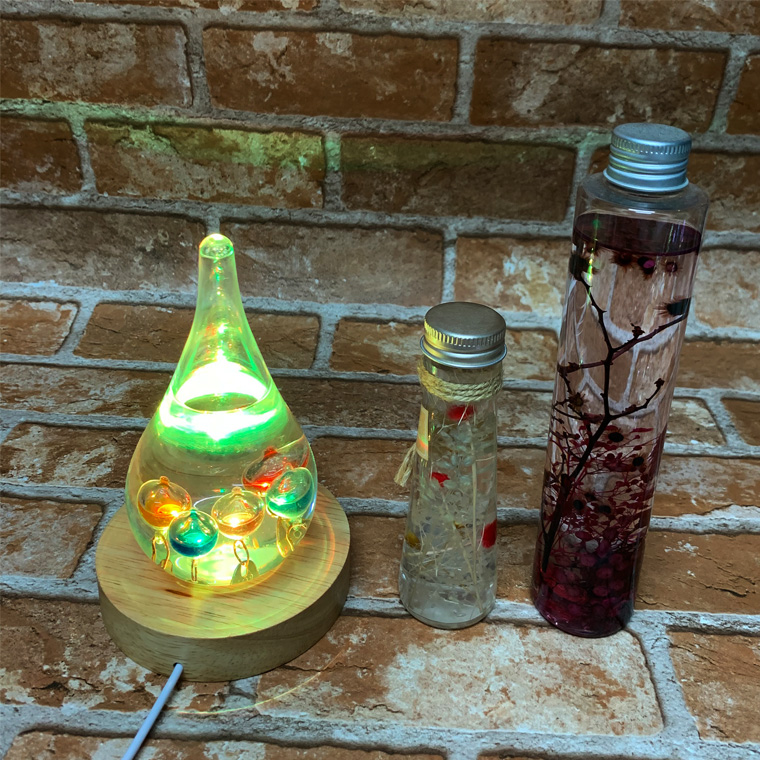 光る 木製 LED台座 飾り台 丸型 LED スタンド USB式 アダプター付 ライトアップ ハーバリウム | 電光ホーム