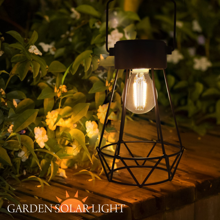 ガーデンライト ソーラー ランタン アンティーク 屋外 防水 電球色 LED