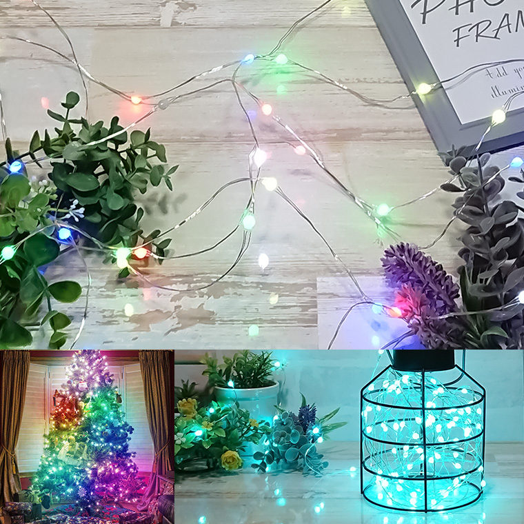 ジュエリーライト フェアリーライト LED 200球 20m マルチカラー USB電源 室内 消灯タイマー 自動点灯 リモコン イルミネーション  クリスマス ワイヤーライト ストリングライト 電飾 飾り付け 装飾 デコレーション ツリー | 電光ホーム