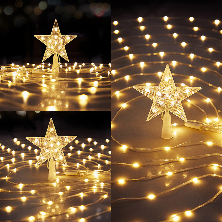 LED ドレープライト マルチカラー 星モチーフ クリスマスツリー
