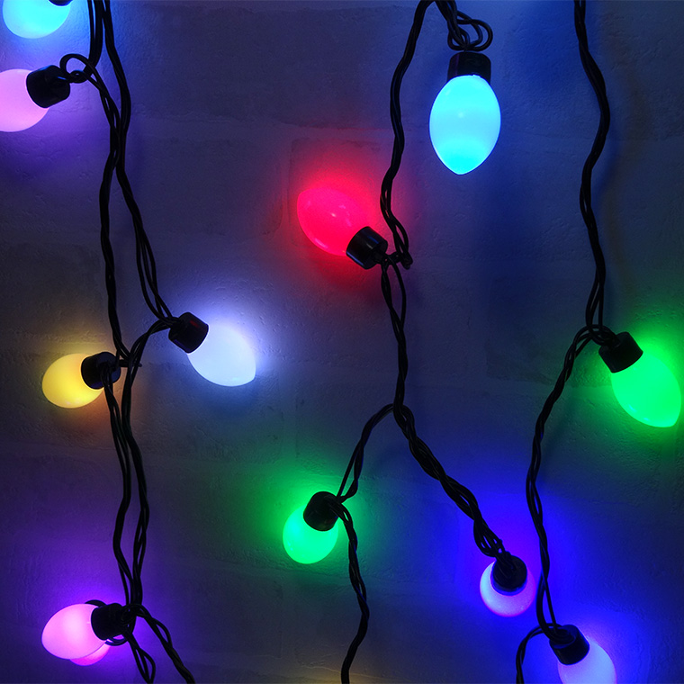 イルミネーション 屋外用 ストレート カラーボール Led 25球 5m レインボー コンセント式 防水 おしゃれ かわいい クリスマス ライト ツリー 飾り付け 電飾 ガーデンライト 電光ホーム